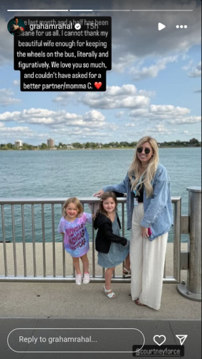Graham Rahal thanks Courtney Force on his story-  Source: via @grahamrahal on Instagram